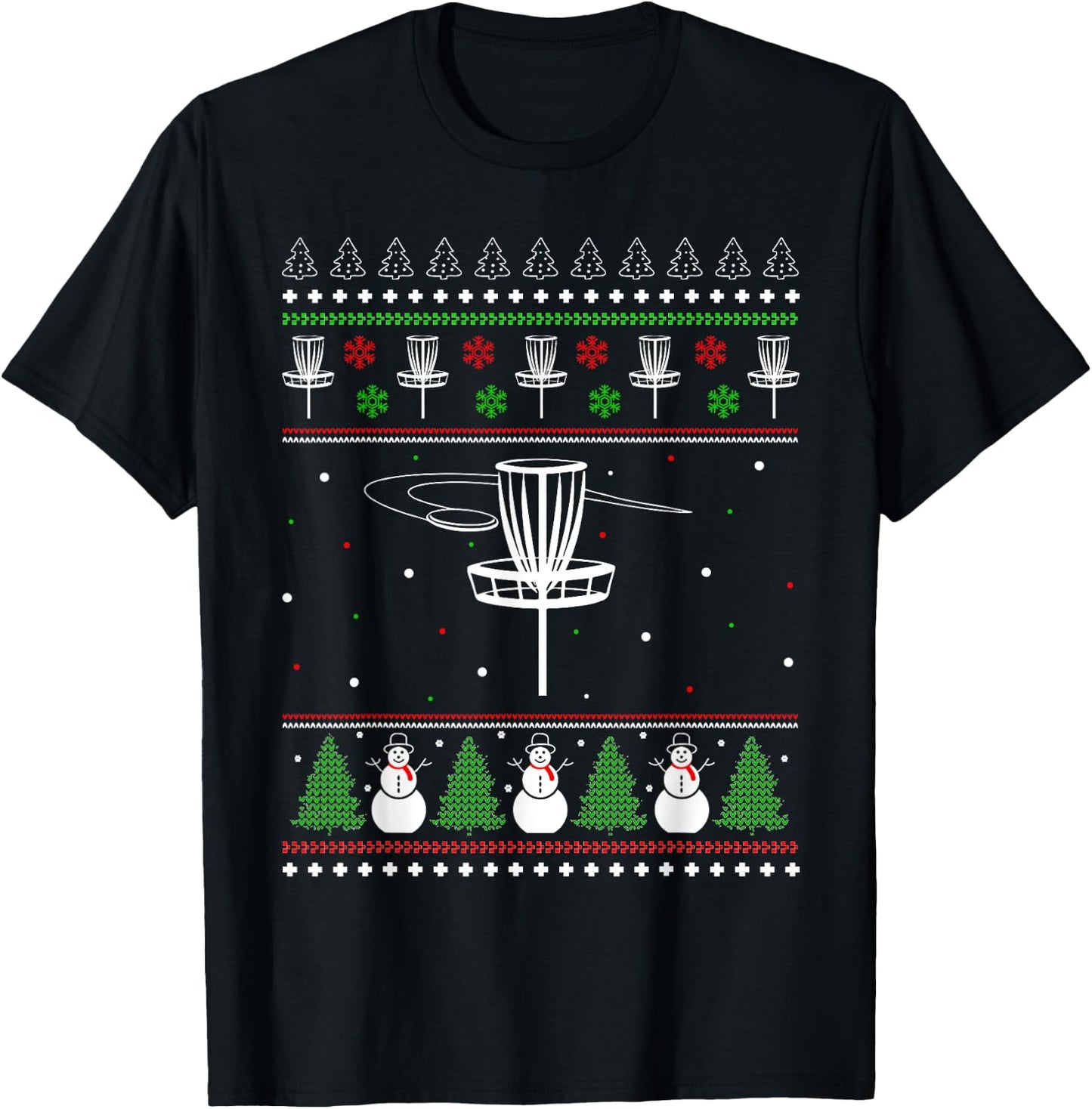Disc Golf Ugly Christmas Sweater Pajama Gifts Women T-Shirt - T-Shirt | Black
