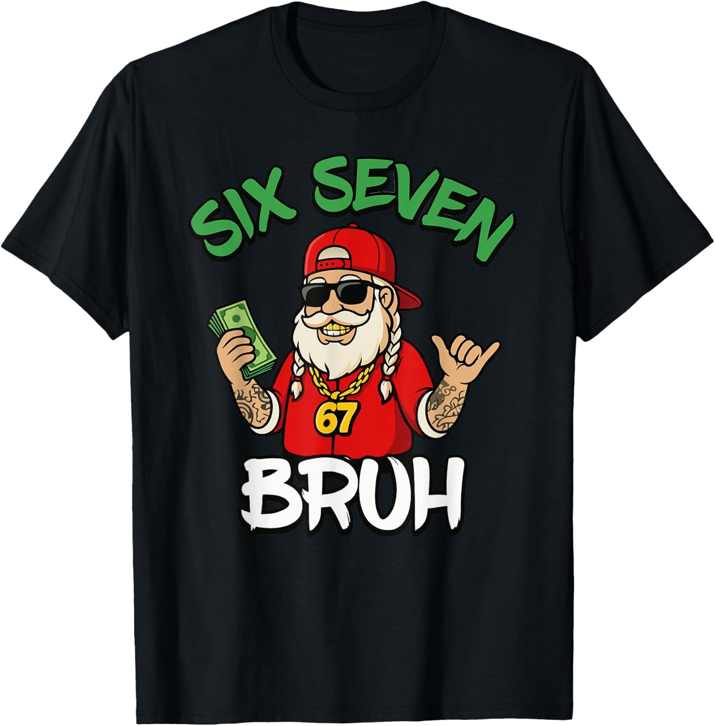 Six Seven 67 Christmas 6 7 Bruh Boys Kids 6-7 Meme Youth T-Shirt - T-Shirt | Black