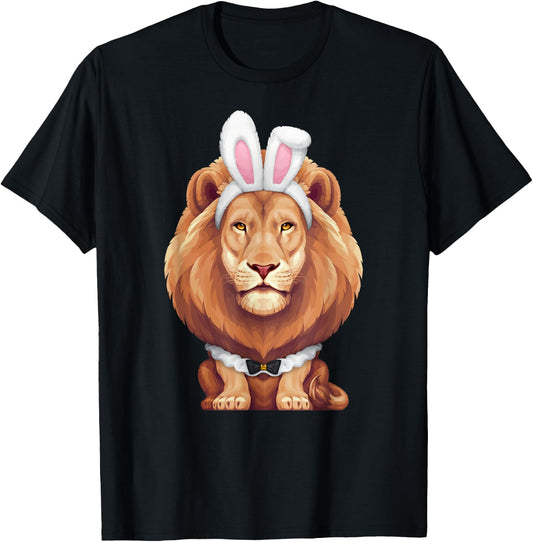 Lion in the Easter Bunny Costume T-Shirt - T-Shirt | Black