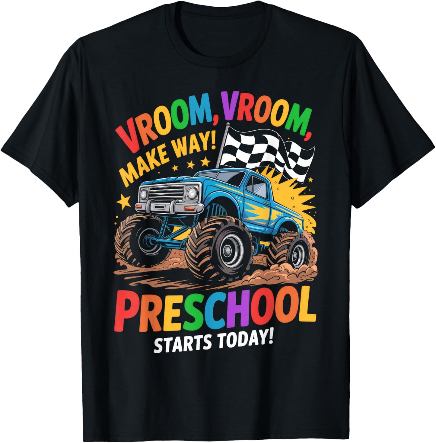 Back to School Preschool Pre-K Monster Truck First Day Boys T-Shirt - T-Shirt | Black