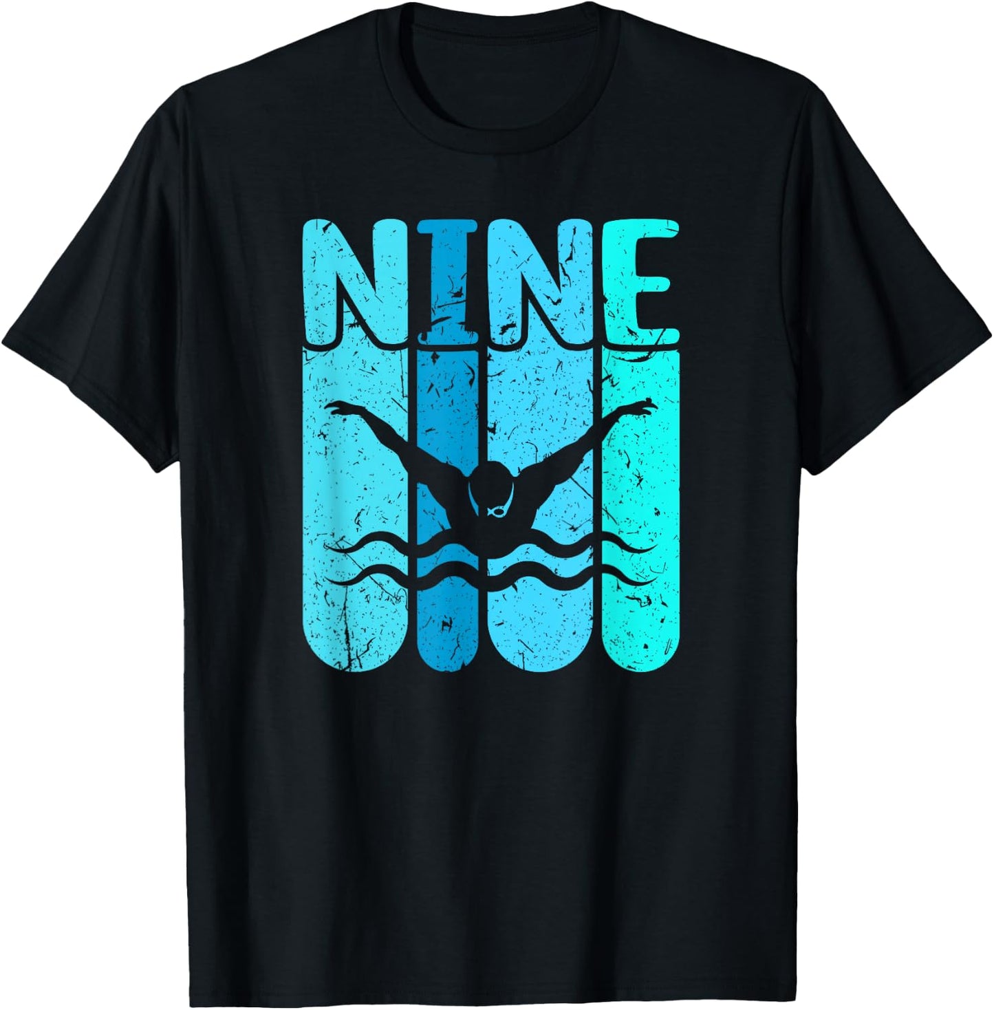 Swimmer 9th Birthday Swimming T-Shirt - T-Shirt | Black
