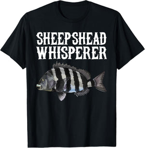 Sheepshead Whisperer Funny Fish Lover T-Shirt - T-Shirt | Black