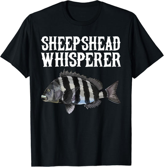 Sheepshead Whisperer Funny Fish Lover T-Shirt - T-Shirt | Black
