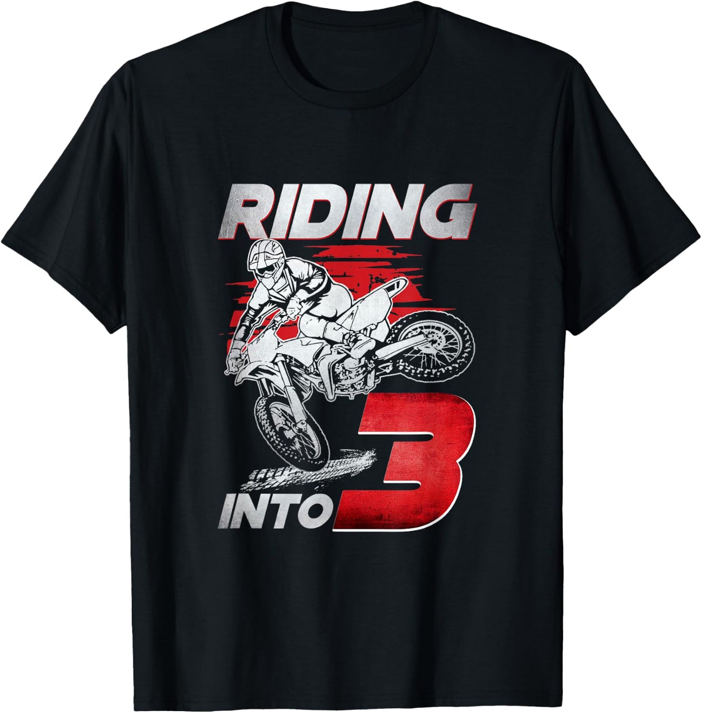 Riding Into 3 Dirt Bike 3 Years Old 3rd Birthday Party Boys T-Shirt - T-Shirt | Black