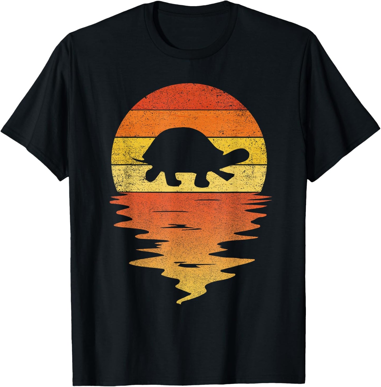 Turtle shirt retro sunset 70s vintage Turtle T-Shirt - T-Shirt | Black