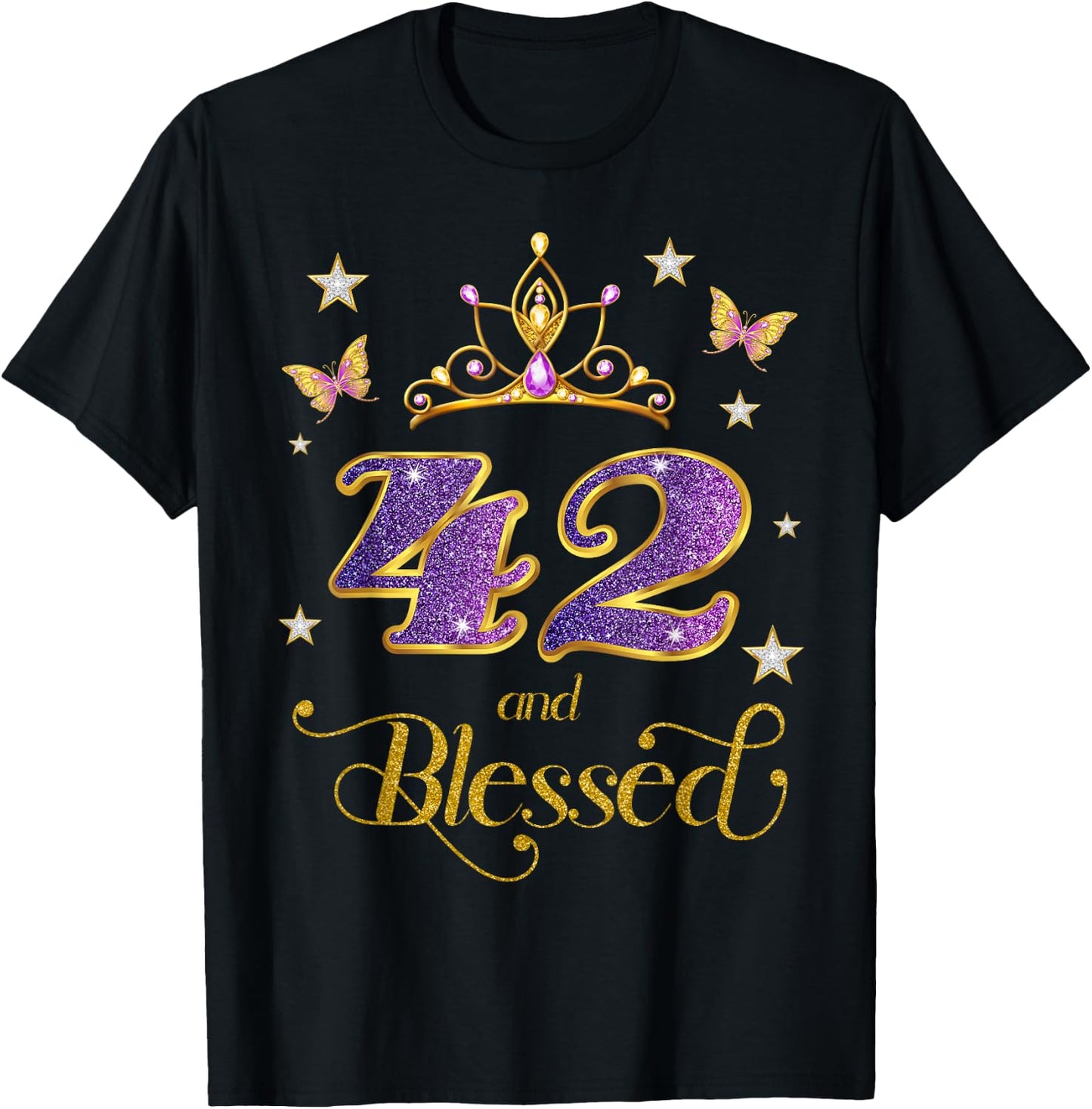 42 and Blessed 42 Years Old Birthday 42nd Birthday T-Shirt - T-Shirt | Black