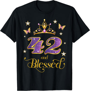 42 and Blessed 42 Years Old Birthday 42nd Birthday T-Shirt - T-Shirt | Black