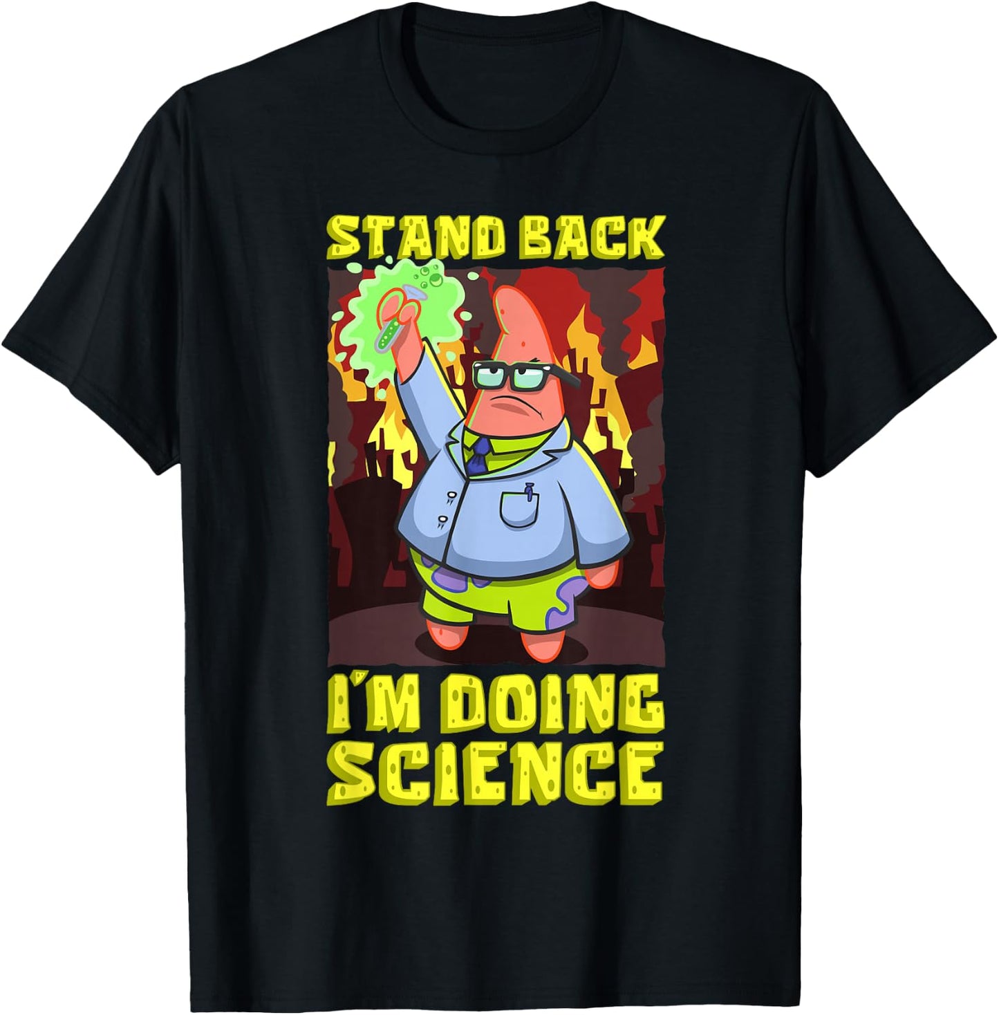 Spongebob Stand Back Im Doing Science Scientist Experiments T-Shirt - T-Shirt | Black