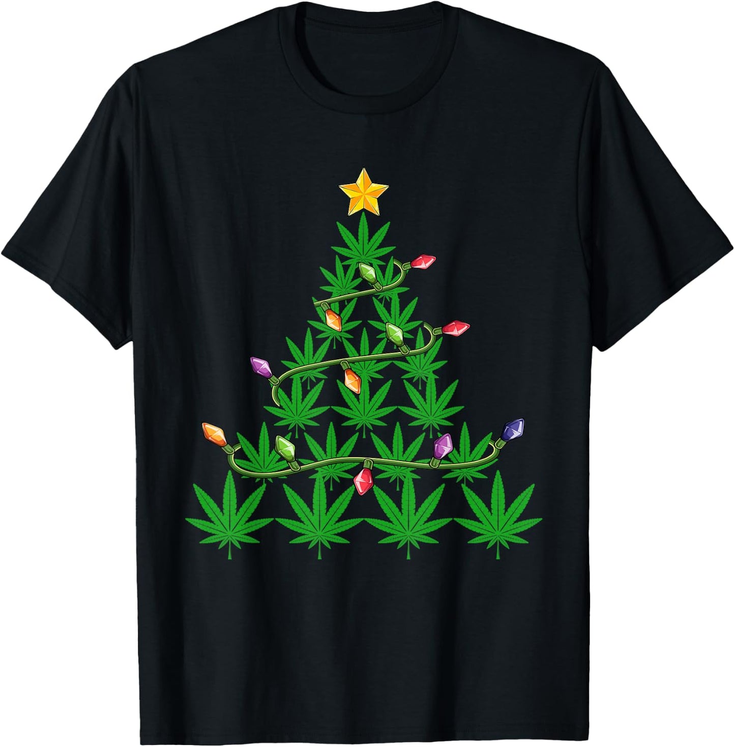 Weed Christmas Men Apparel Funny Marijuana Pot Leaf Cannabis T-Shirt - T-Shirt | Black