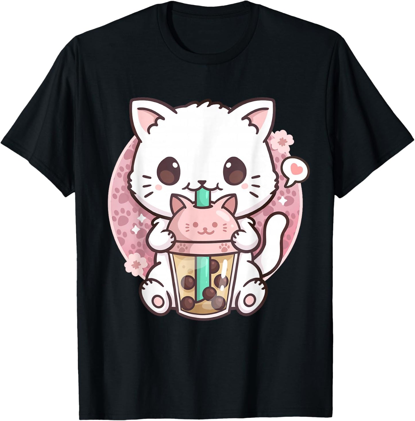 Boba Cat Boba Tea Bubble Tea Kawaii Anime Cat Kawaii Neko T-Shirt - T-Shirt | Black