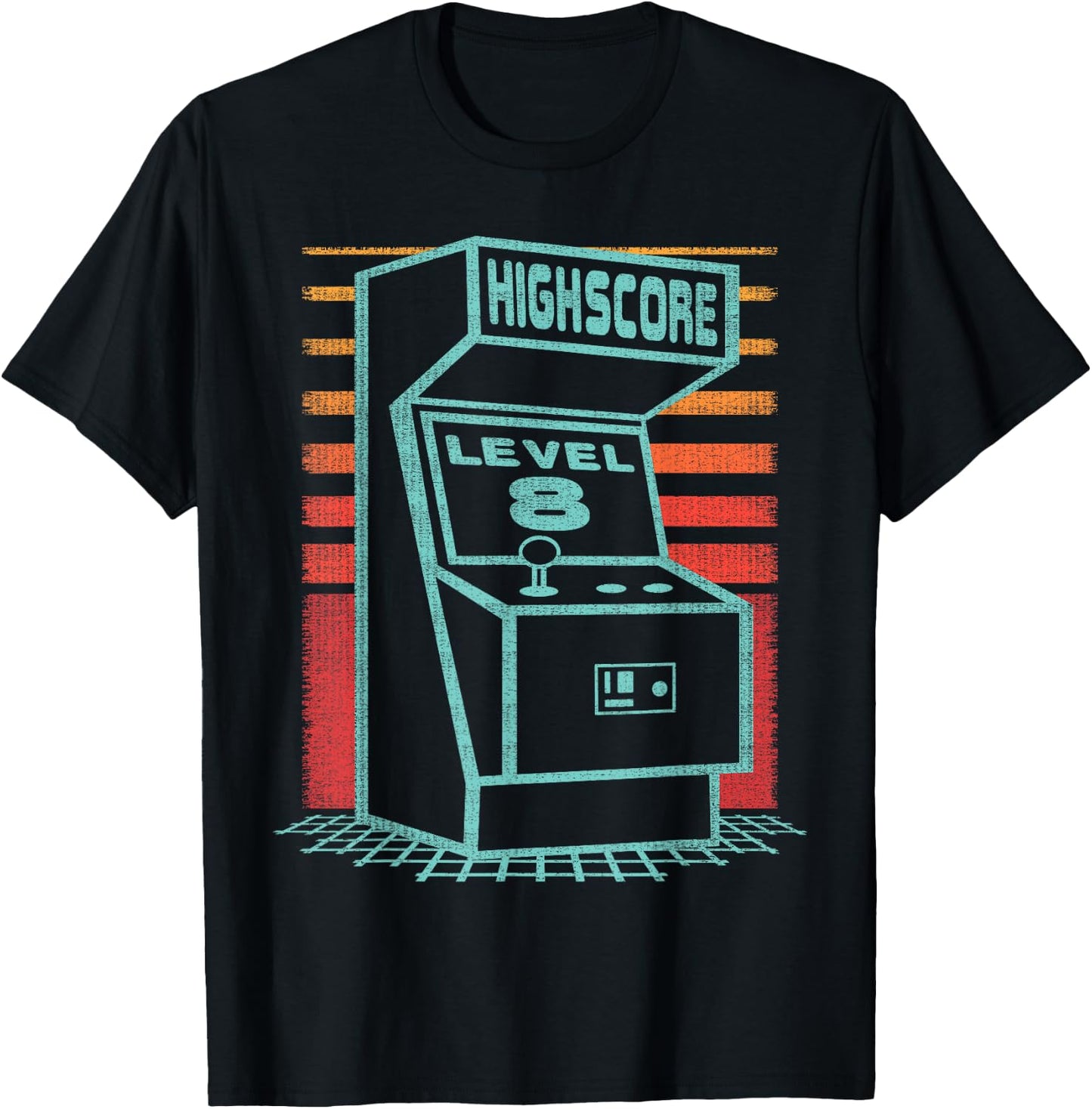 8th Birthday 8 Year Old Retro Gamer Level Up Unlocked T-Shirt - T-Shirt | Black