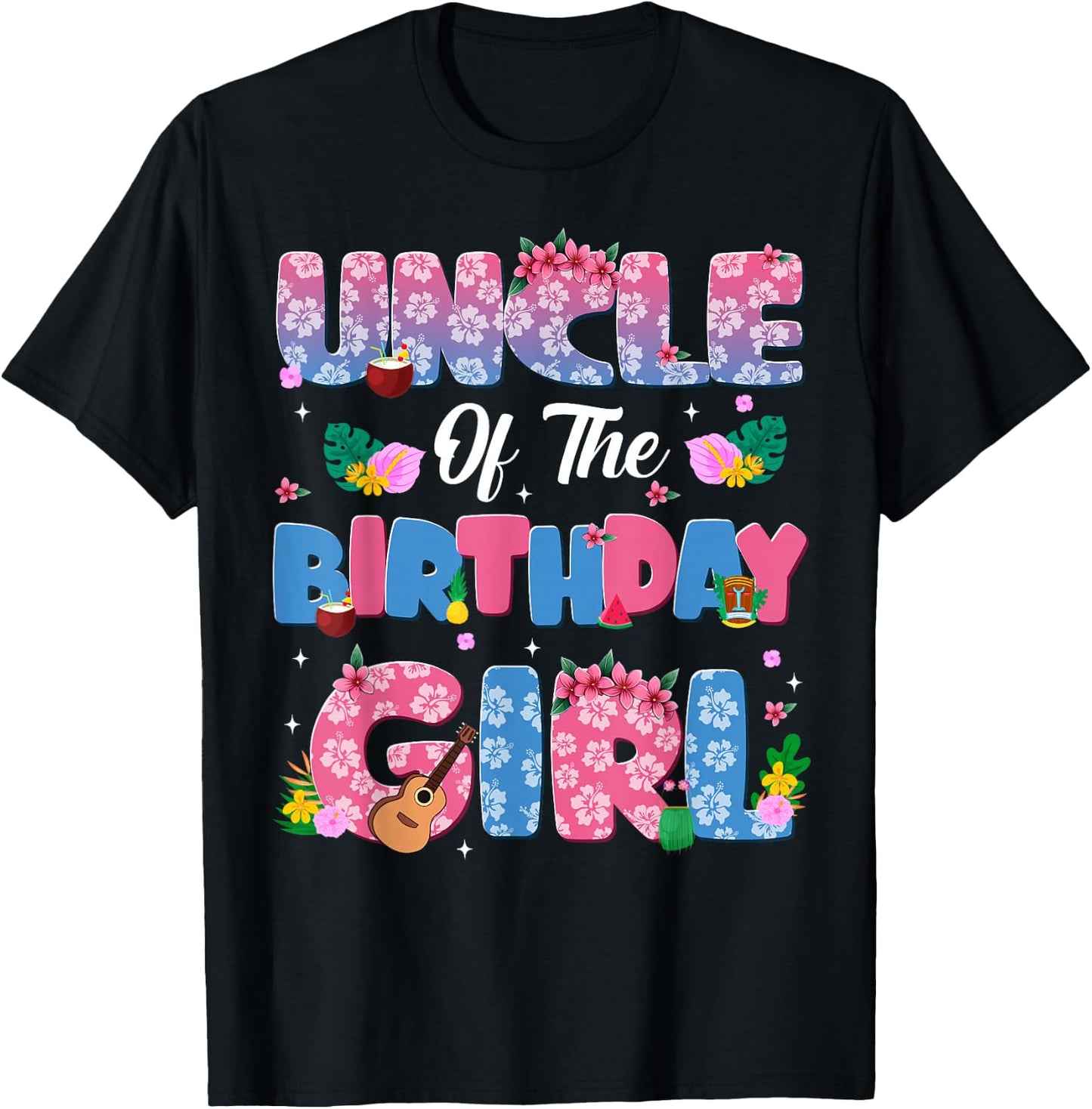 Uncle Of The Birthday Girl Party Decor Family Matching T-Shirt - T-Shirt | Black
