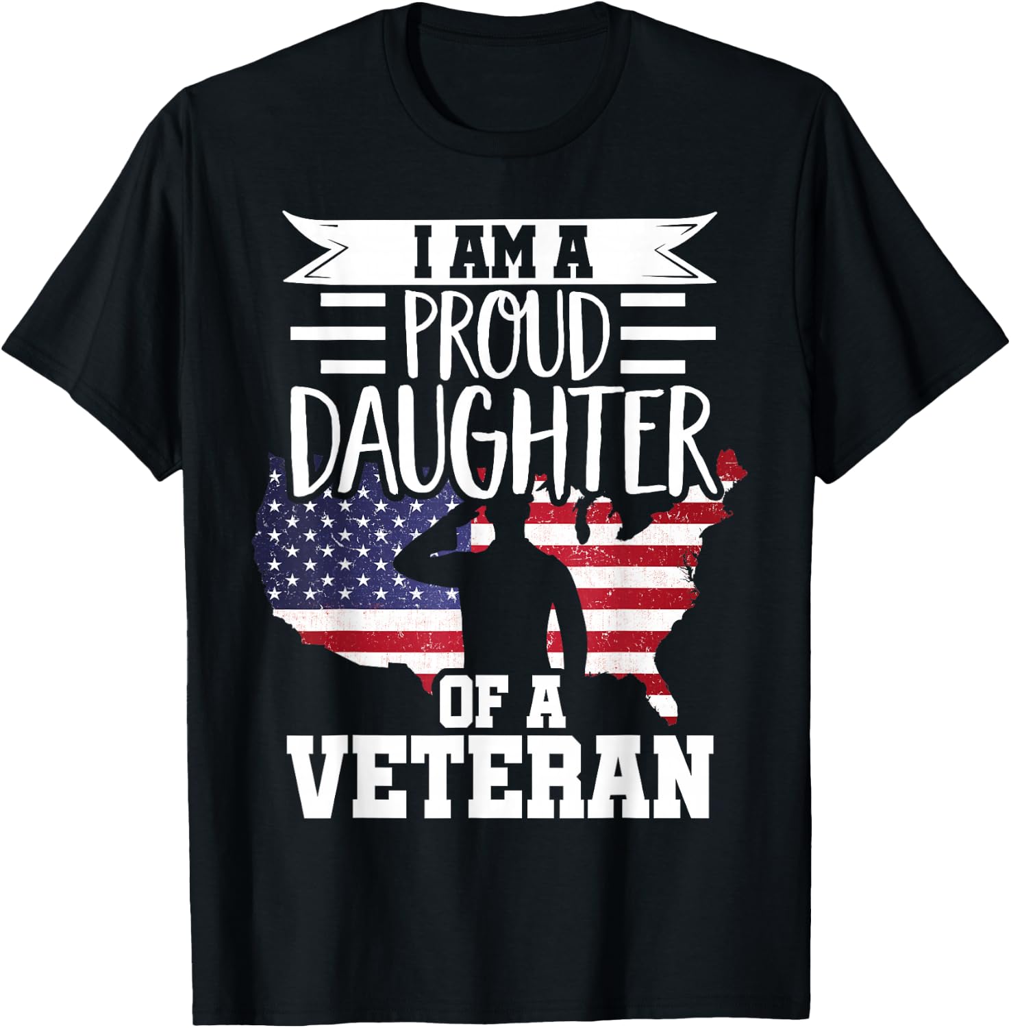 Proud Daughter Veteran Nothing Scares Patriotic Veterans Day T-Shirt - T-Shirt | Black