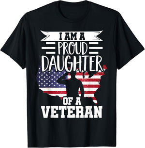 Proud Daughter Veteran Nothing Scares Patriotic Veterans Day T-Shirt - T-Shirt | Black