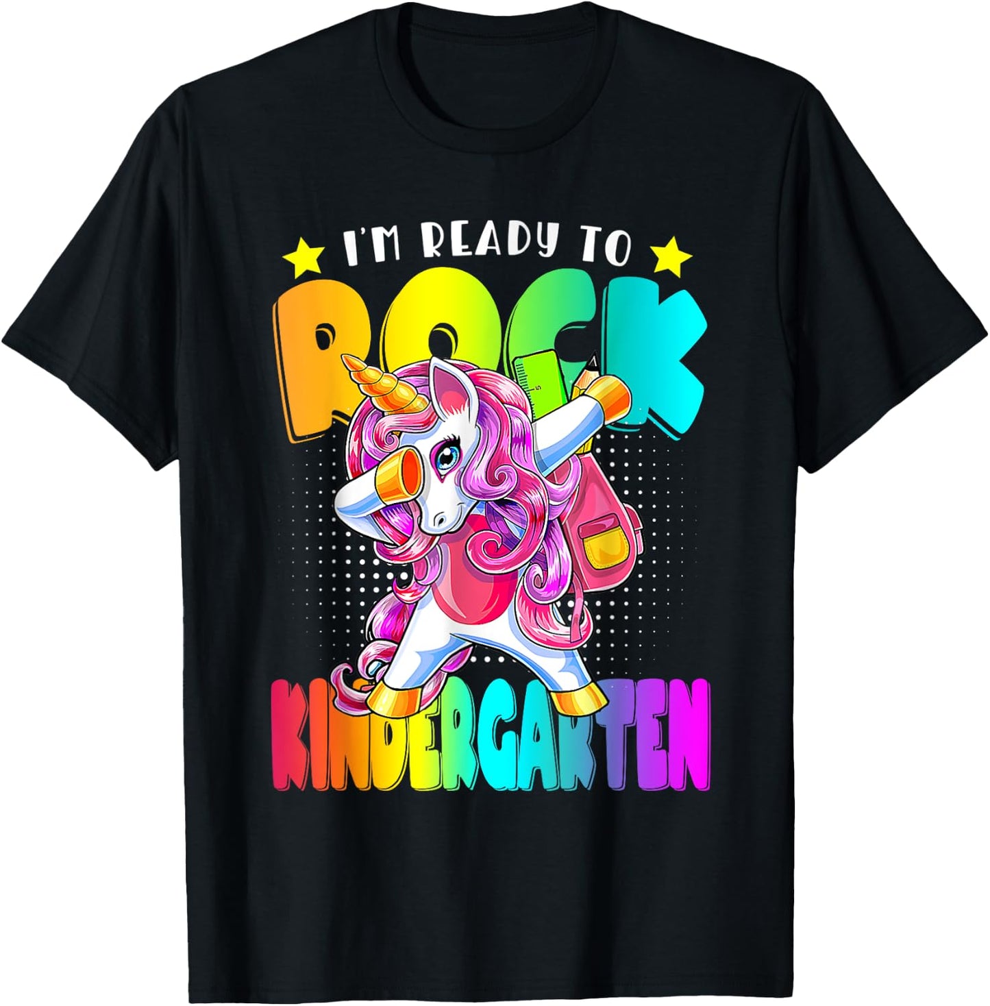 I'm Ready To Rock Kindergarten Unicorn Back To School T-Shirt - T-Shirt | Black