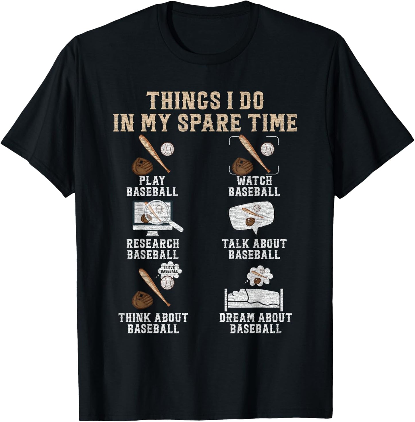 Baseball Player, Things I do in my spare time T-Shirt - T-Shirt | Black