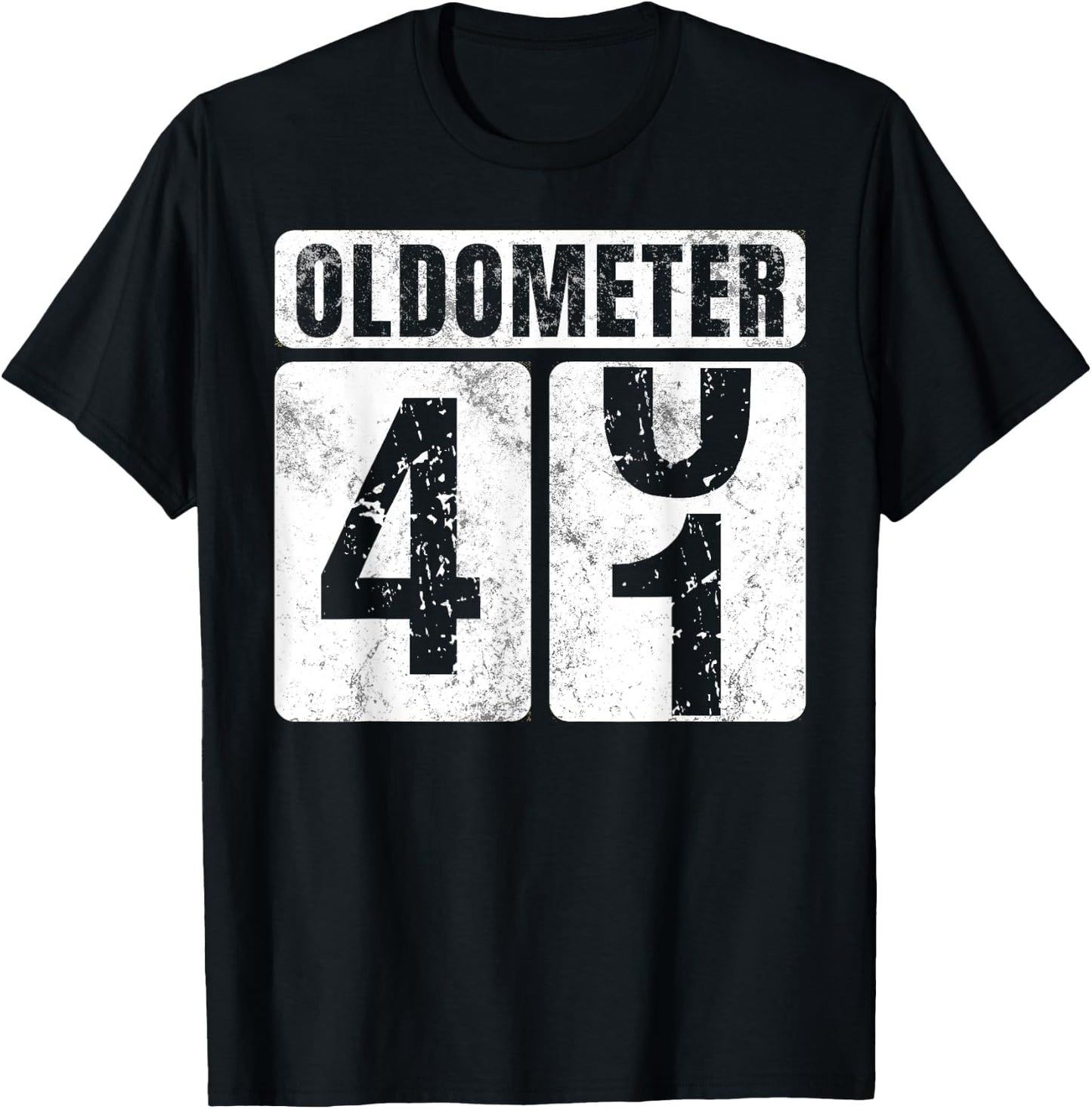 Oldometer 41 Shirt Vintage Funny 41st Birthday Gift T-Shirt - T-Shirt | Black