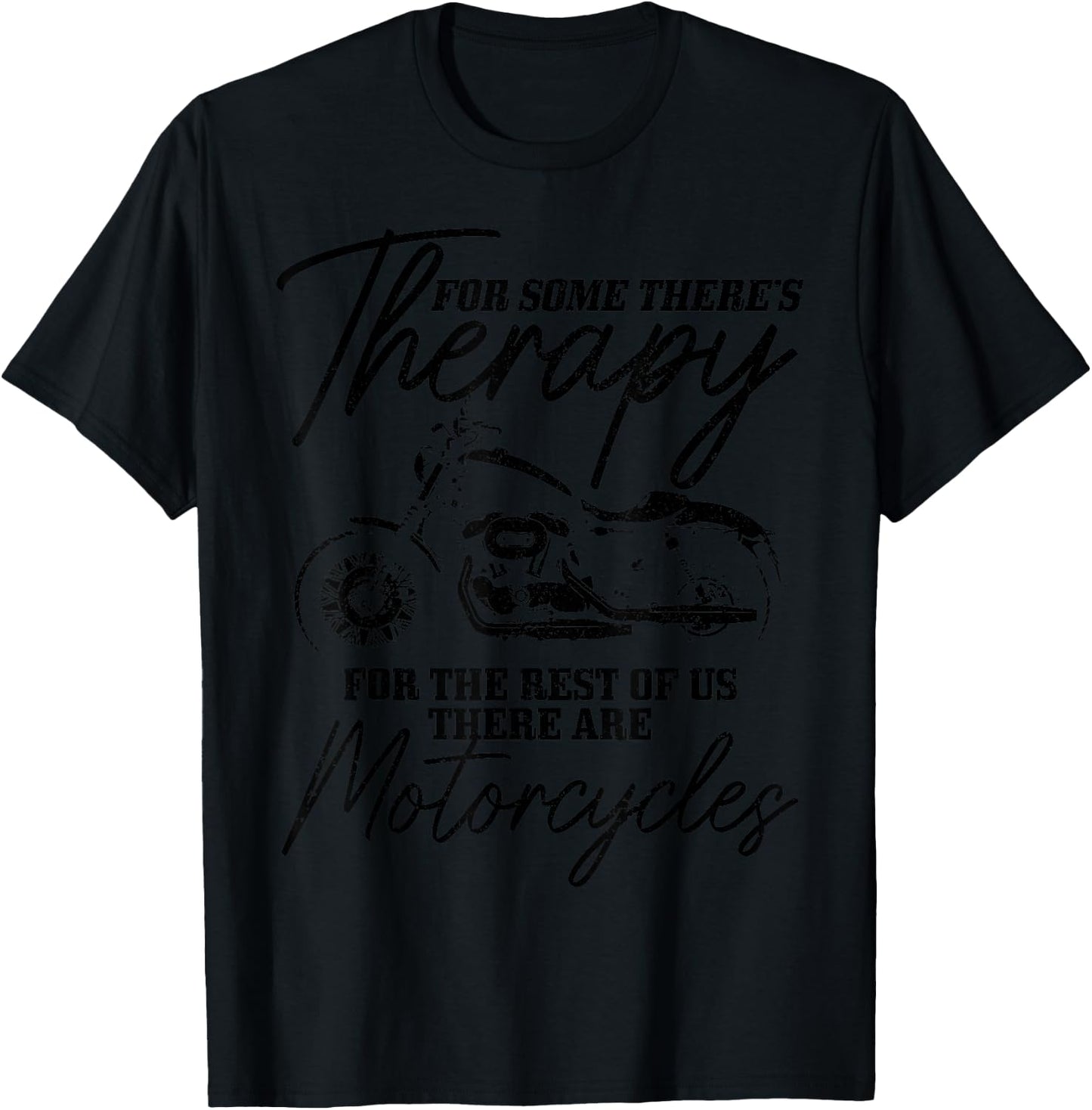 Biker Therapy Vintage Motorcycle Funny Biker T-Shirt - T-Shirt | Black