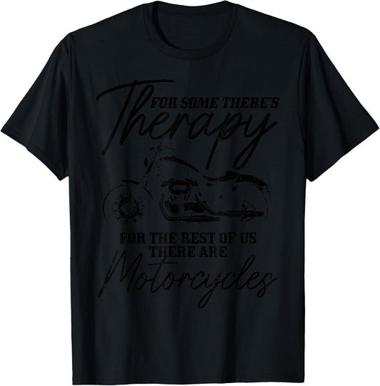 Biker Therapy Vintage Motorcycle Funny Biker T-Shirt - T-Shirt | Black