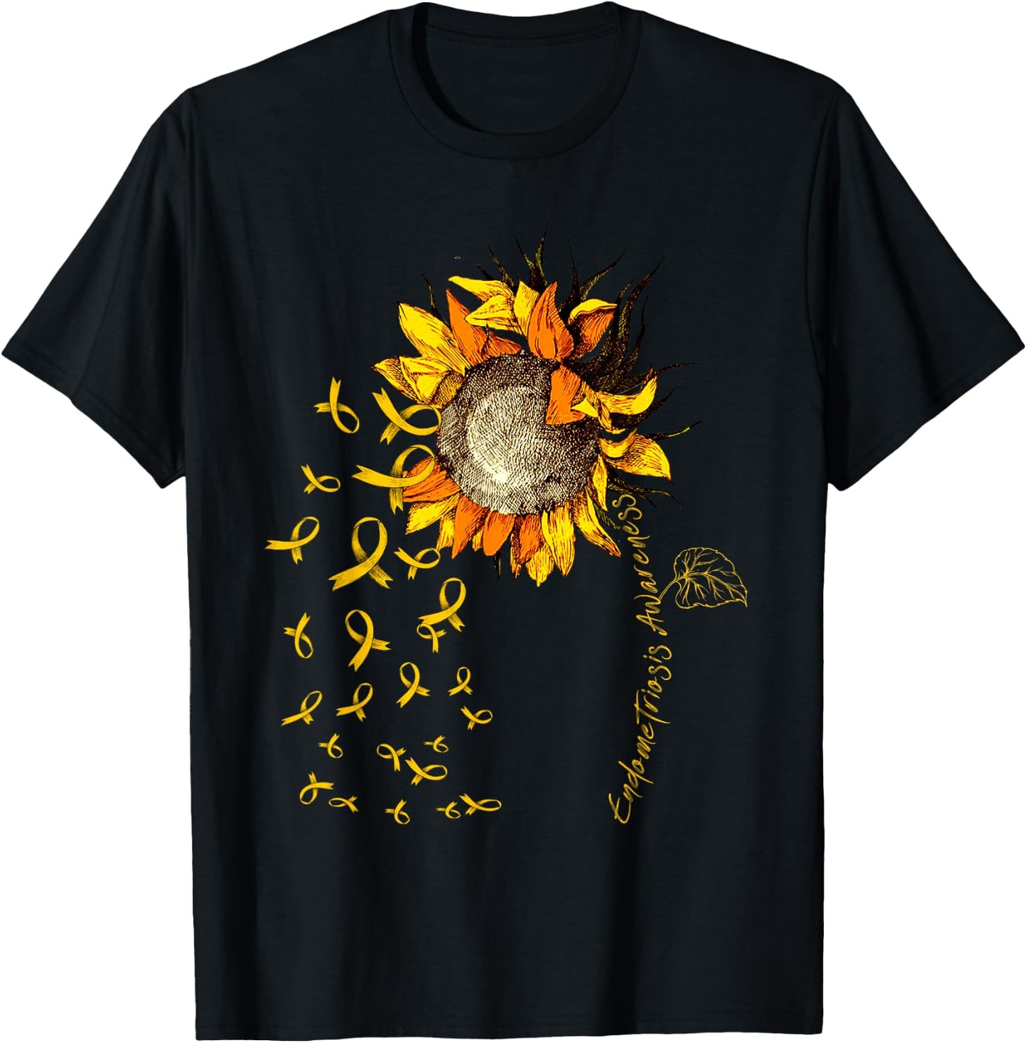 ENDOMETRIOSIS Awareness Sunflower T-Shirt - T-Shirt | Black