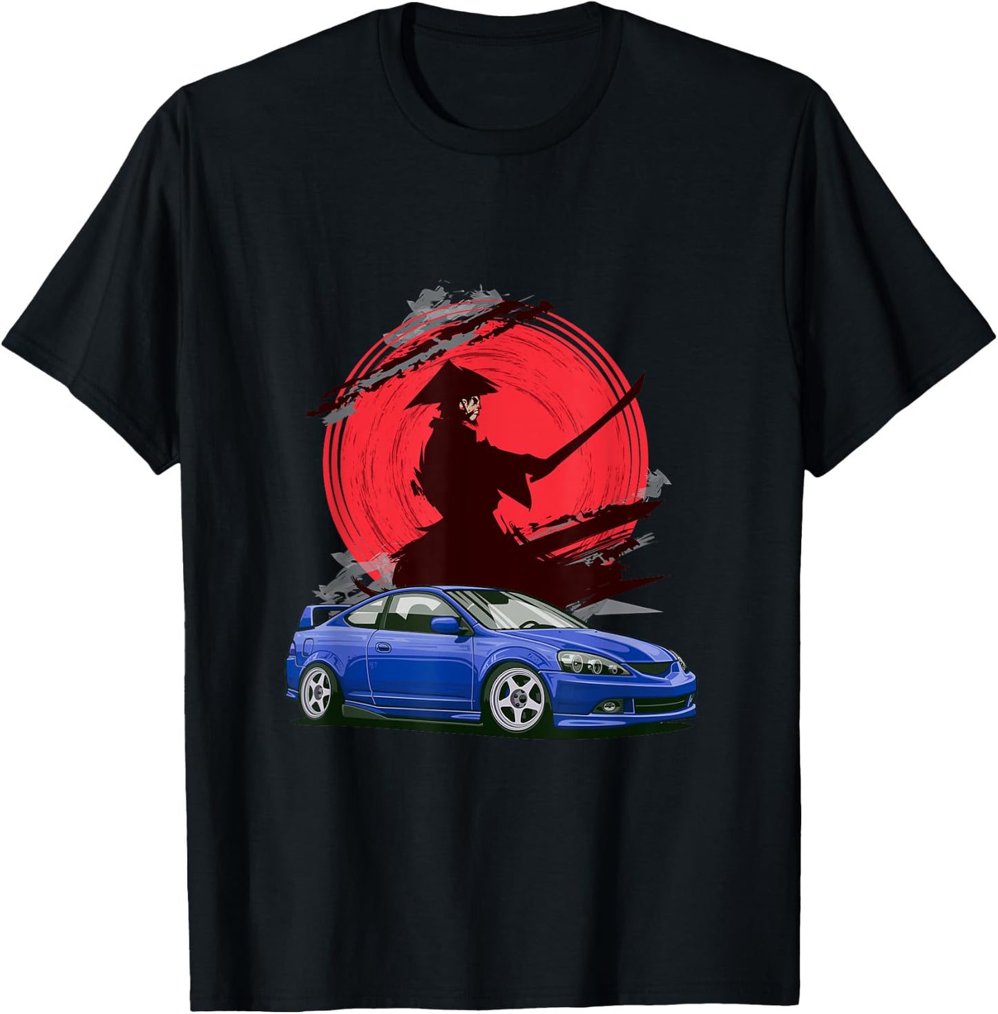 JDM RSX Auto Tuning Japan Samurai Sun Drift T-Shirt - T-Shirt | Black