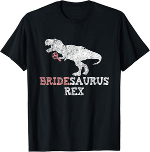 Bridesaurus Rex Vintage Bride Funny Dinosaur Lover T-Shirt - T-Shirt | Black