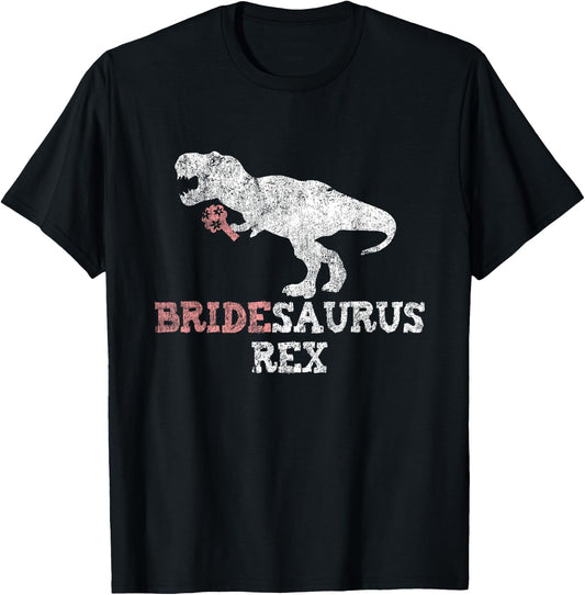 Bridesaurus Rex Vintage Bride Funny Dinosaur Lover T-Shirt - T-Shirt | Black