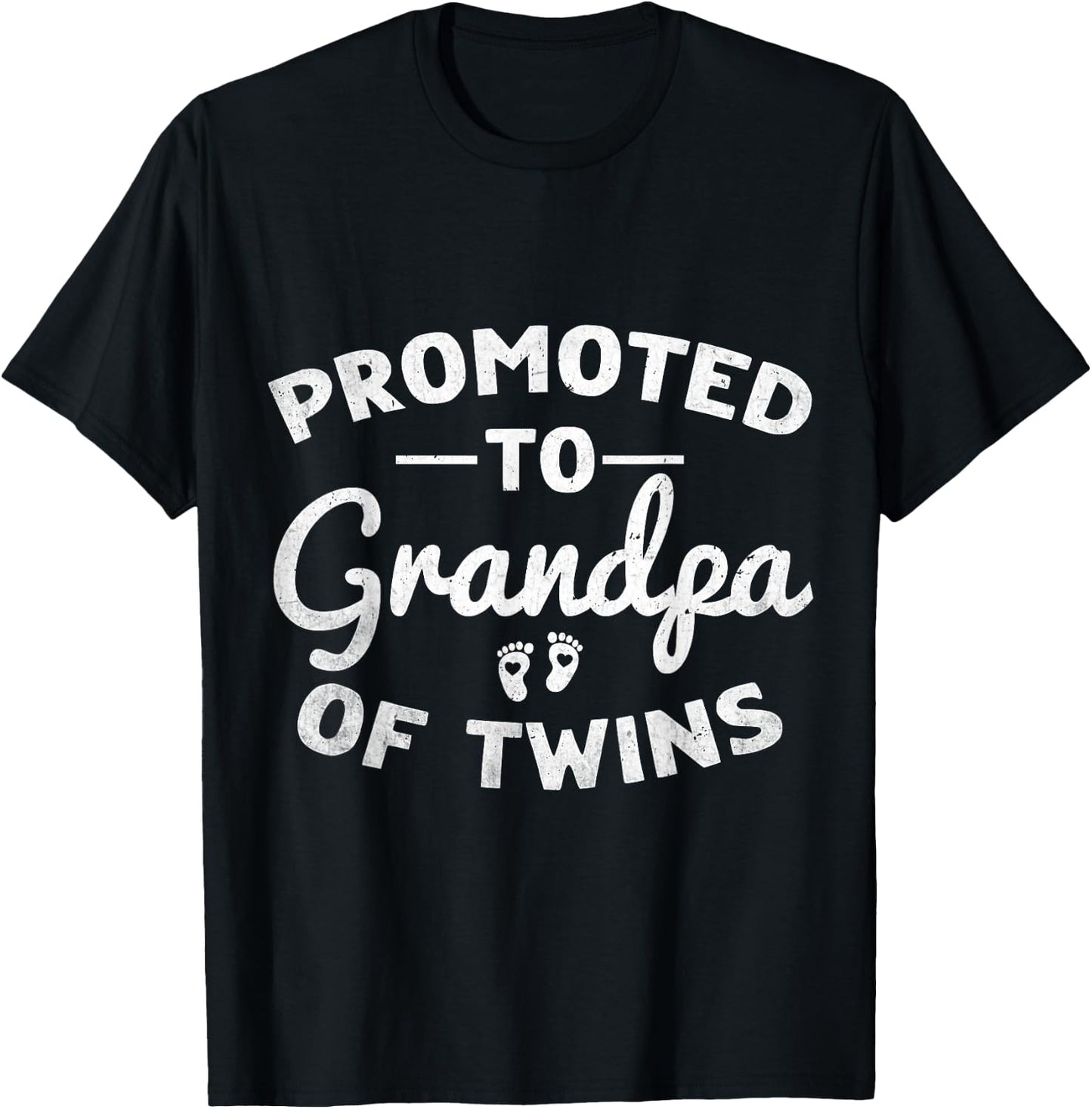 Promoted to Grandpa of Twins 2024 Twins Baby Announcement T-Shirt - T-Shirt | Black