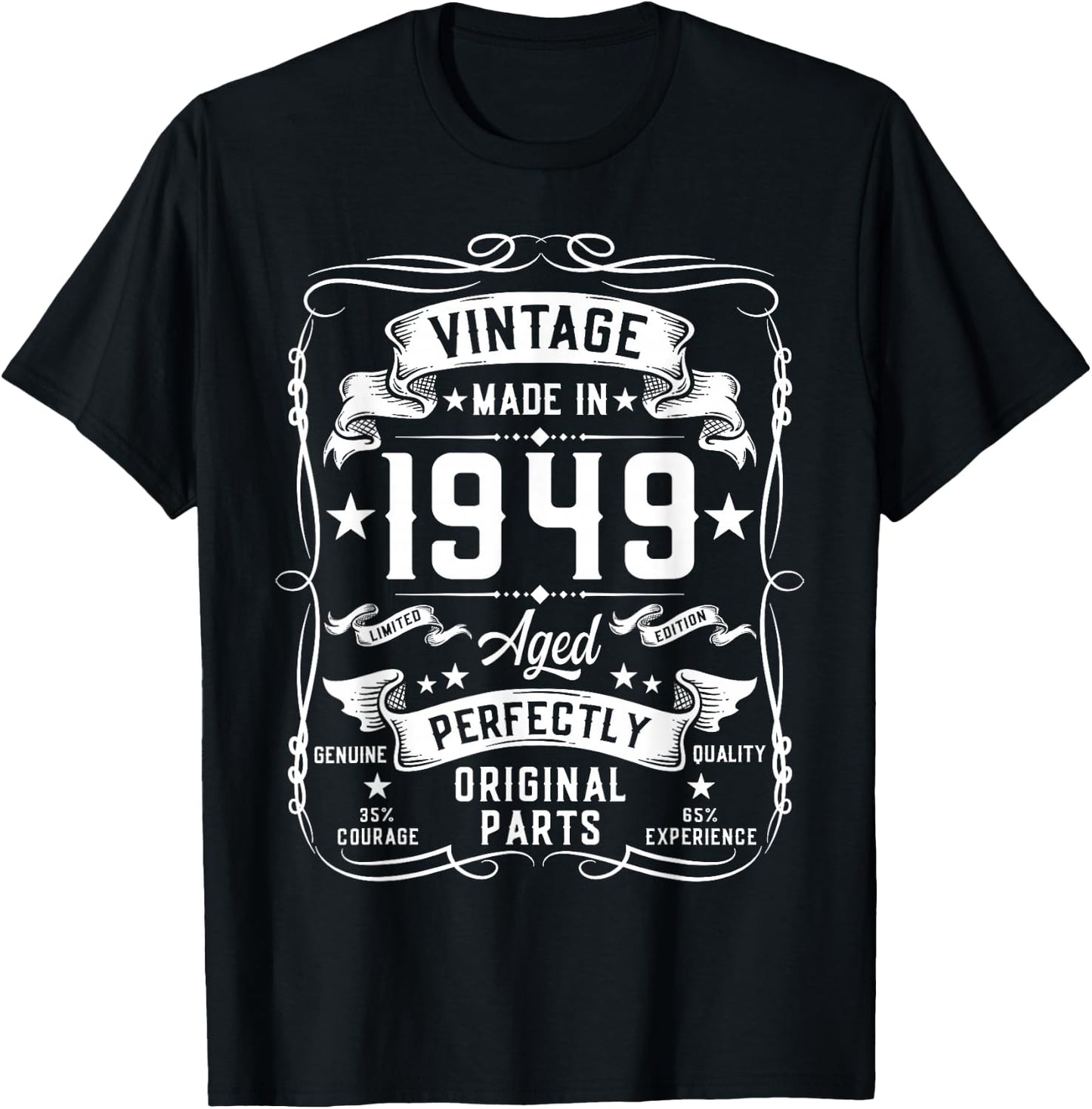 Vintage 1949 76 Years Old Gifts 76yr 76th Birthday T-Shirt - T-Shirt | Black