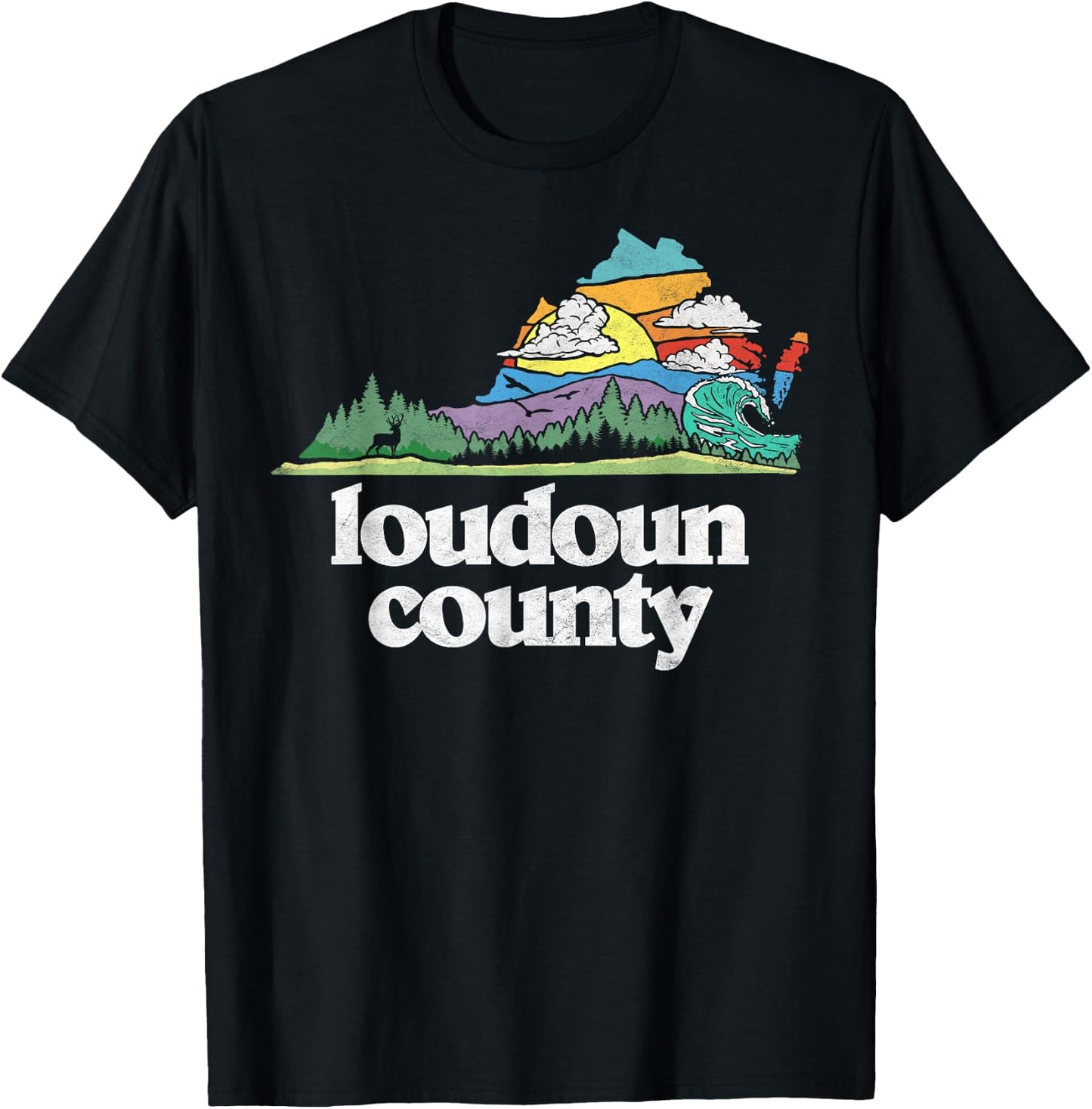 Loudoun County Virginia Outdoors & Nature Lover Retro T-Shirt - T-Shirt | Black
