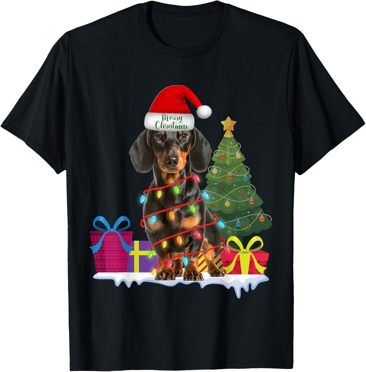 Dachshund Dackel Wiener Dog Ugly Christmas Sweater Teckels T-Shirt - T-Shirt | Black