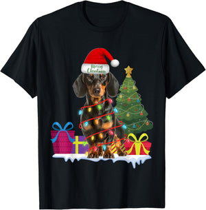Dachshund Dackel Wiener Dog Ugly Christmas Sweater Teckels T-Shirt - T-Shirt | Black