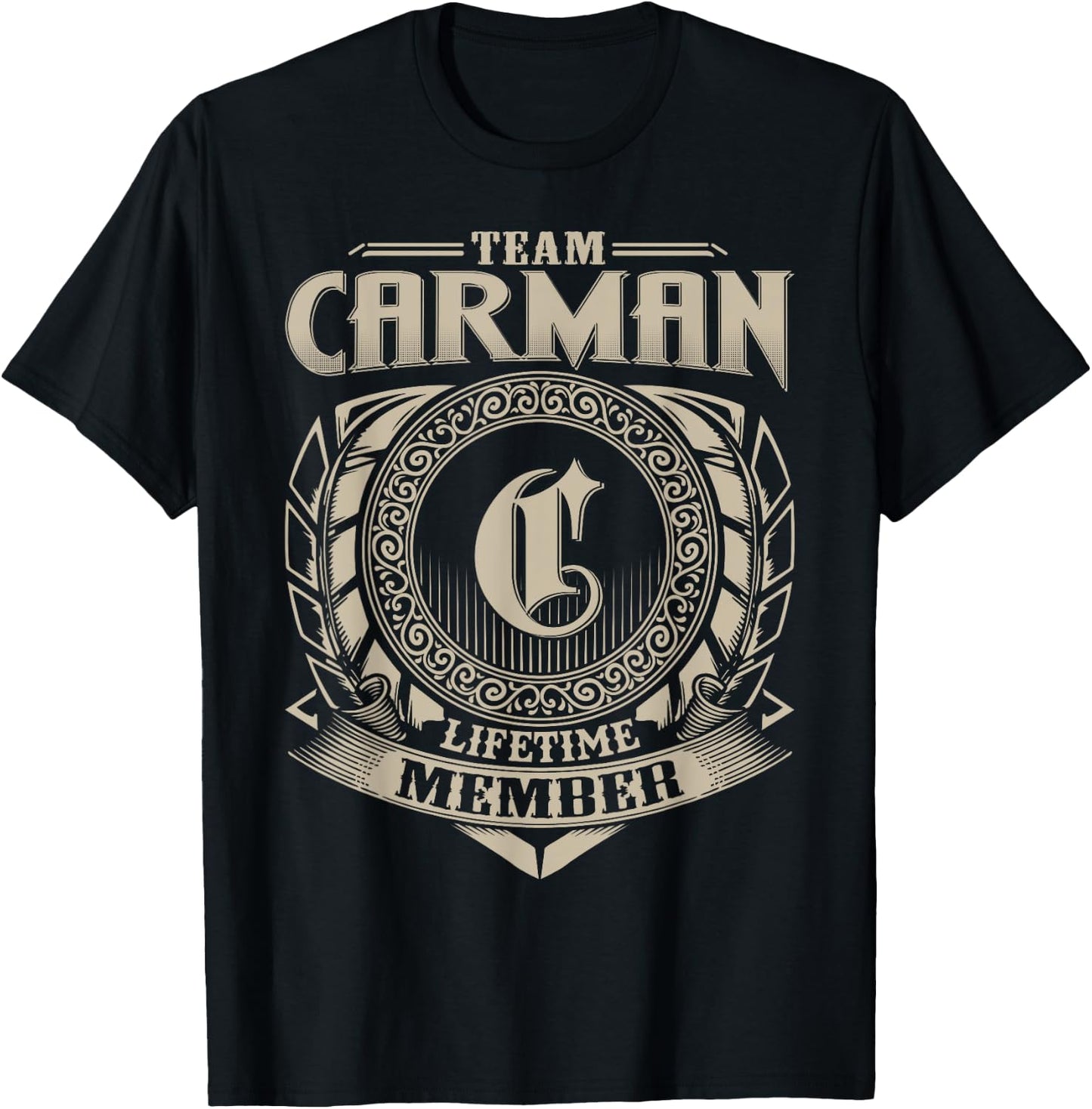 Team CARMAN Lifetime Member Funny CARMAN Family Name Vintage T-Shirt - T-Shirt | Black