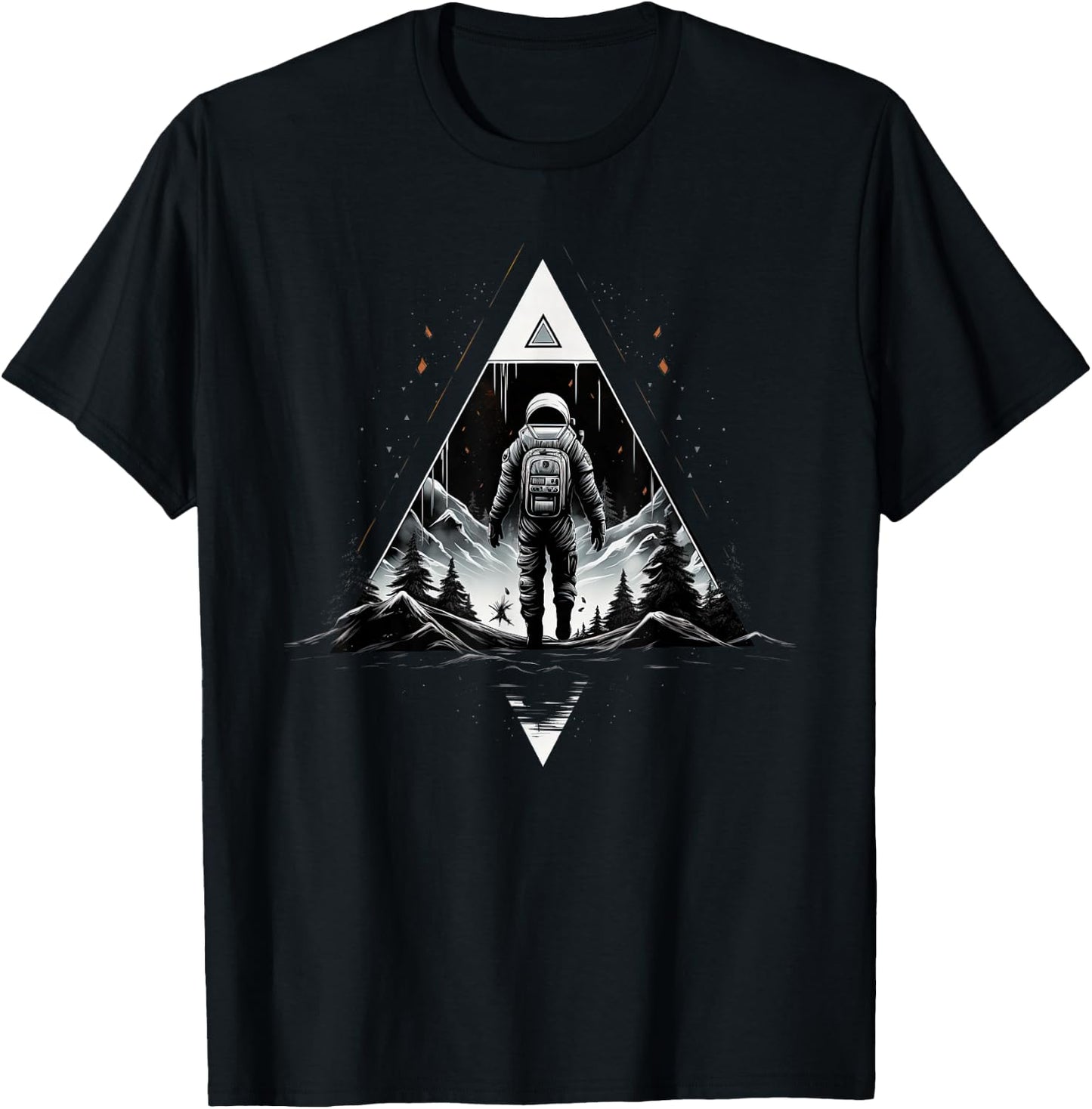 Funny Astronaut With Planets In Solar System Spaceman T-Shirt - T-Shirt | Black