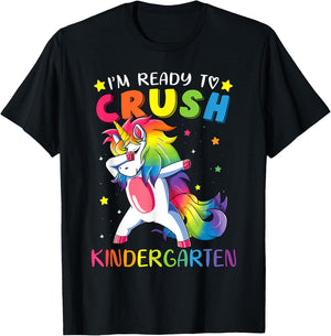 I'm ready to crush Kindergarten Shirt Funny Dabbing Unicorn T-Shirt - T-Shirt | Black