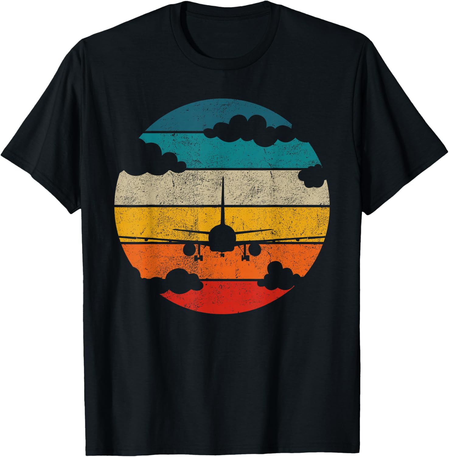 Airplane Retro Vintage Plane Aviator Aircraft Pilot Airplane T-Shirt - T-Shirt | Black
