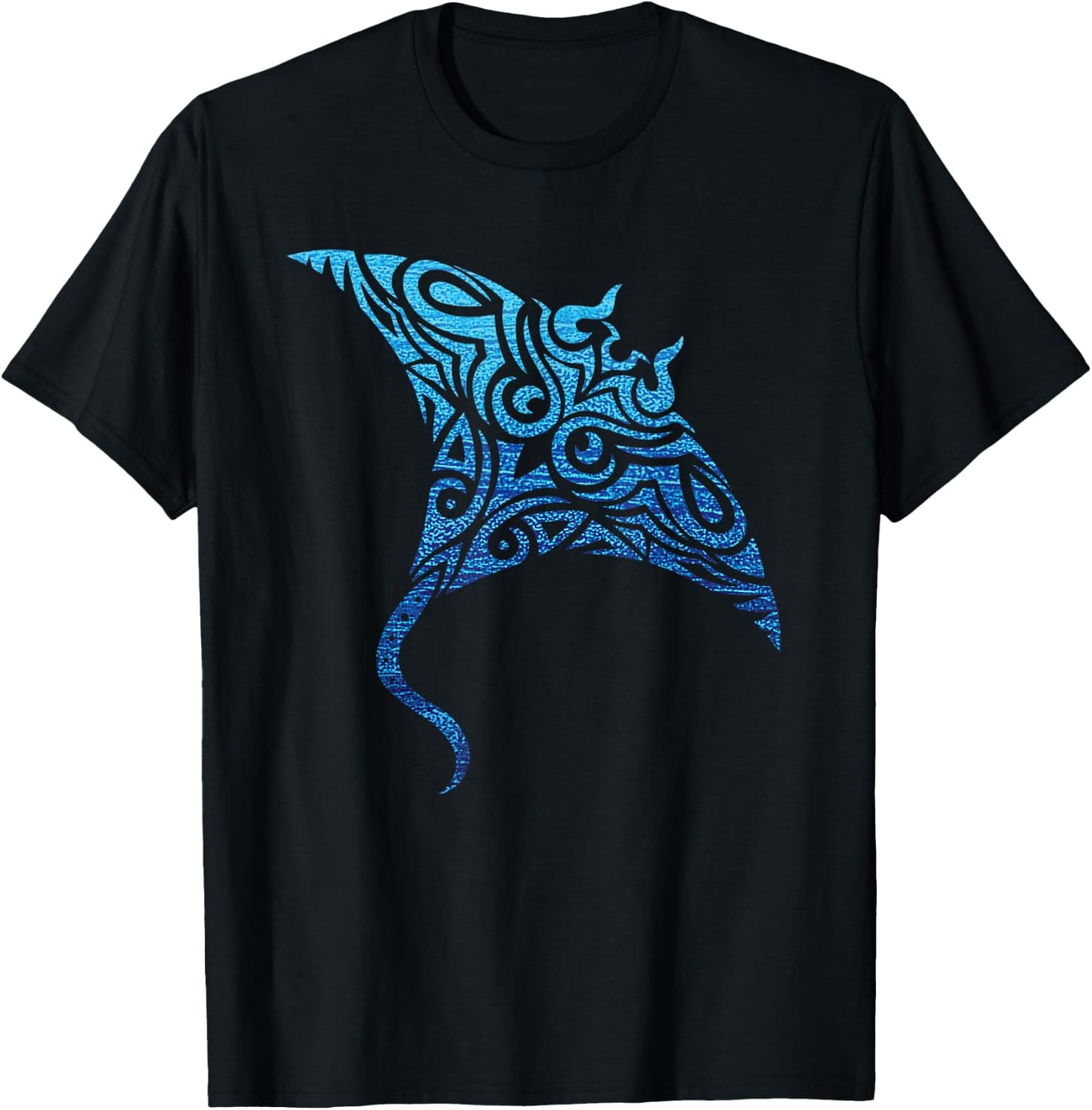 Hawaiian Manta Ray Tribal Polynesian Tattoo Pacific Stingray T-Shirt - T-Shirt | Black