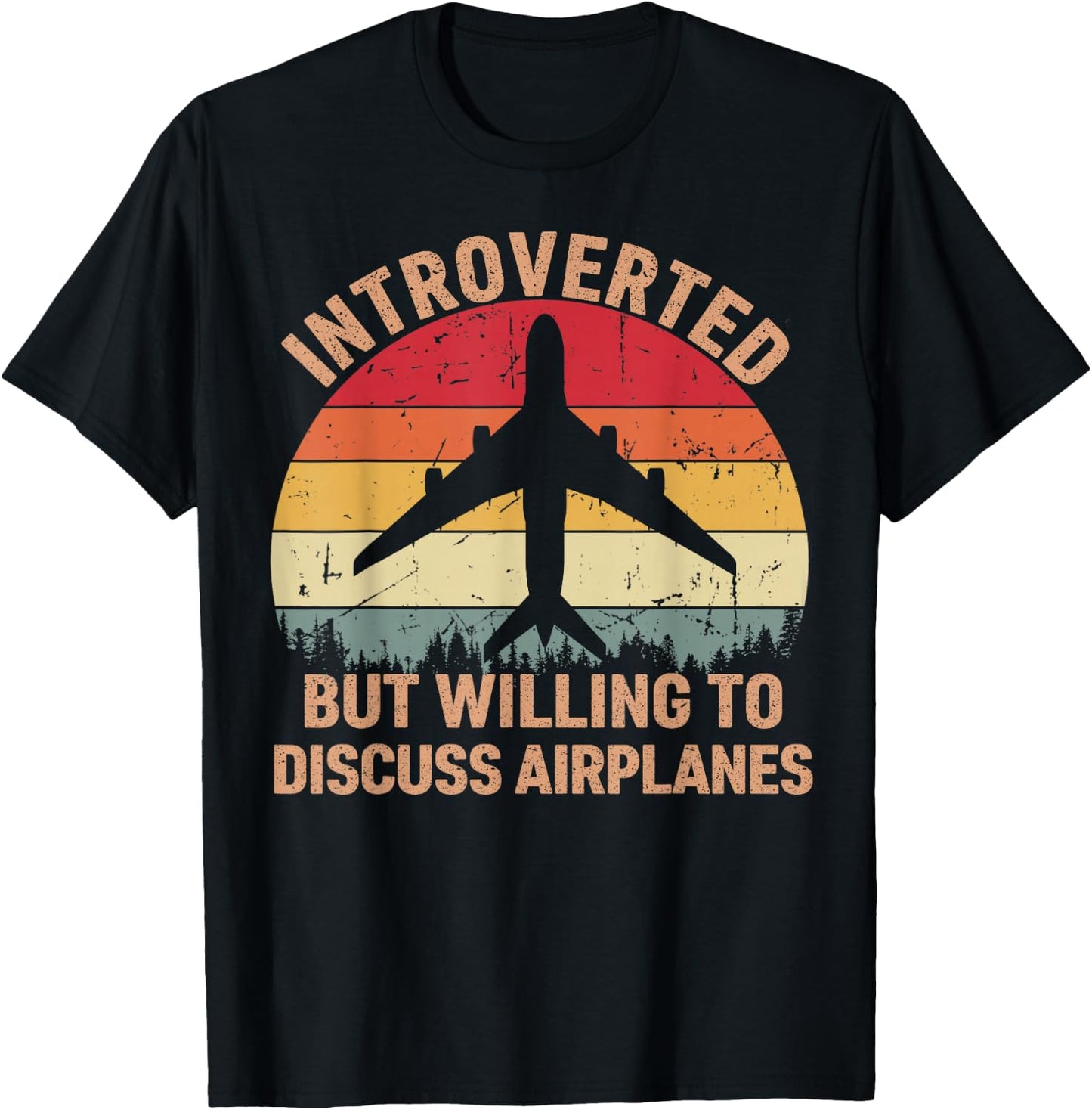 Introverted But Willing To Discuss Airplanes Vintage Pilot T-Shirt - T-Shirt | Black