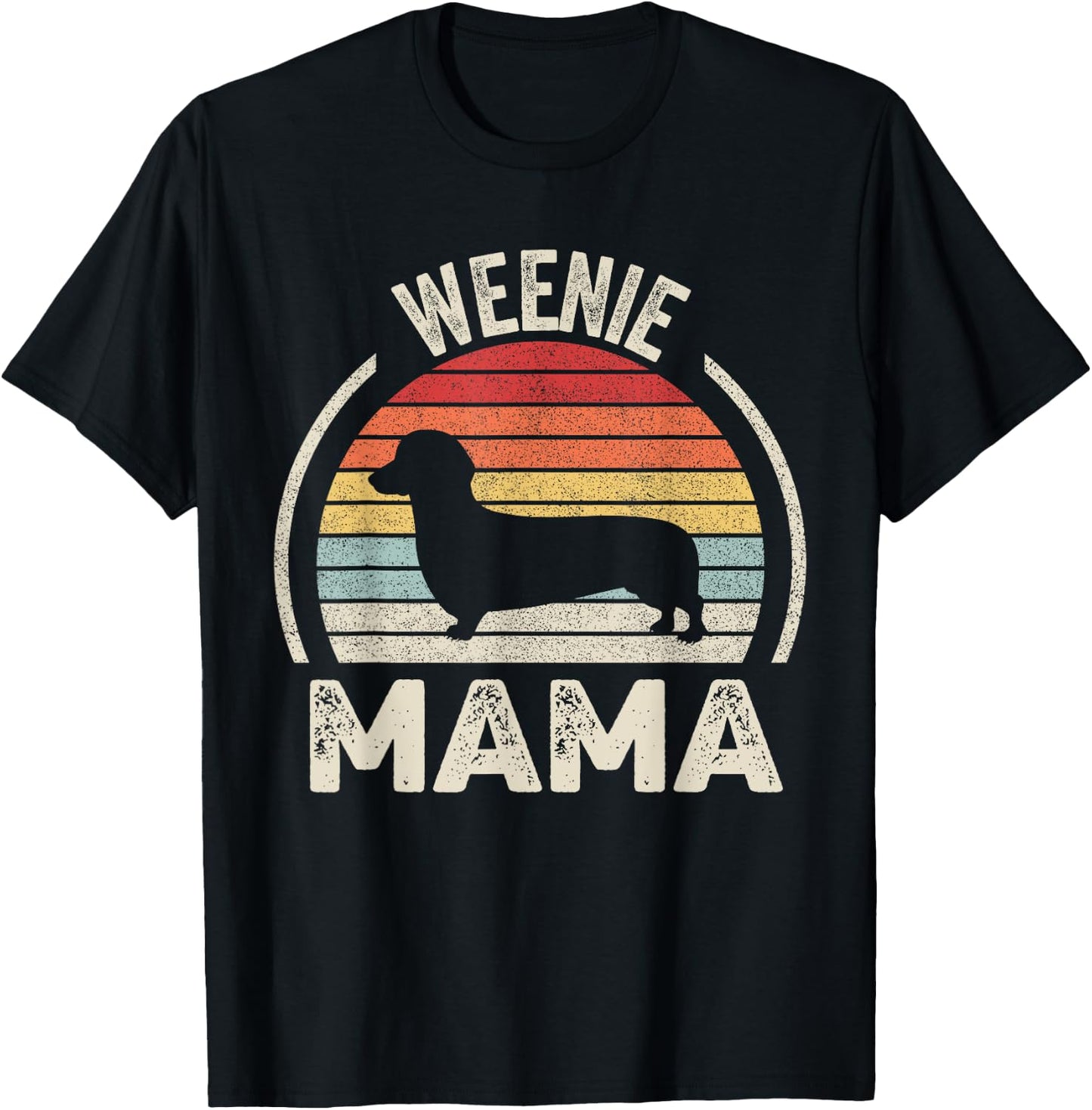 Vintage Retro Weenie Mama Funny Dachshund Lover Weiner Dog Women Kids T-Shirt - T-Shirt | Black