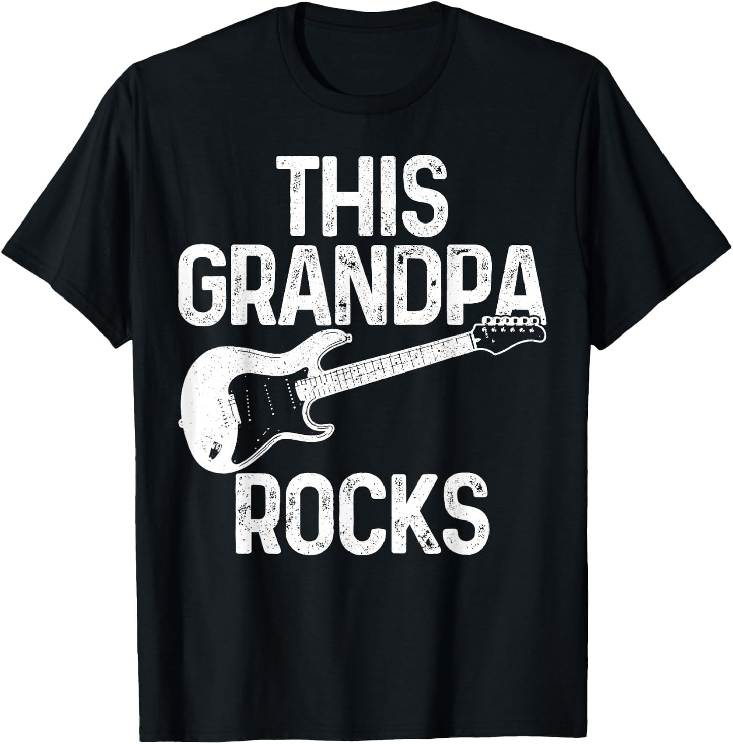 This Grandpa Rocks Guitar Player Vintage Funny Guitarist T-Shirt - T-Shirt | Black