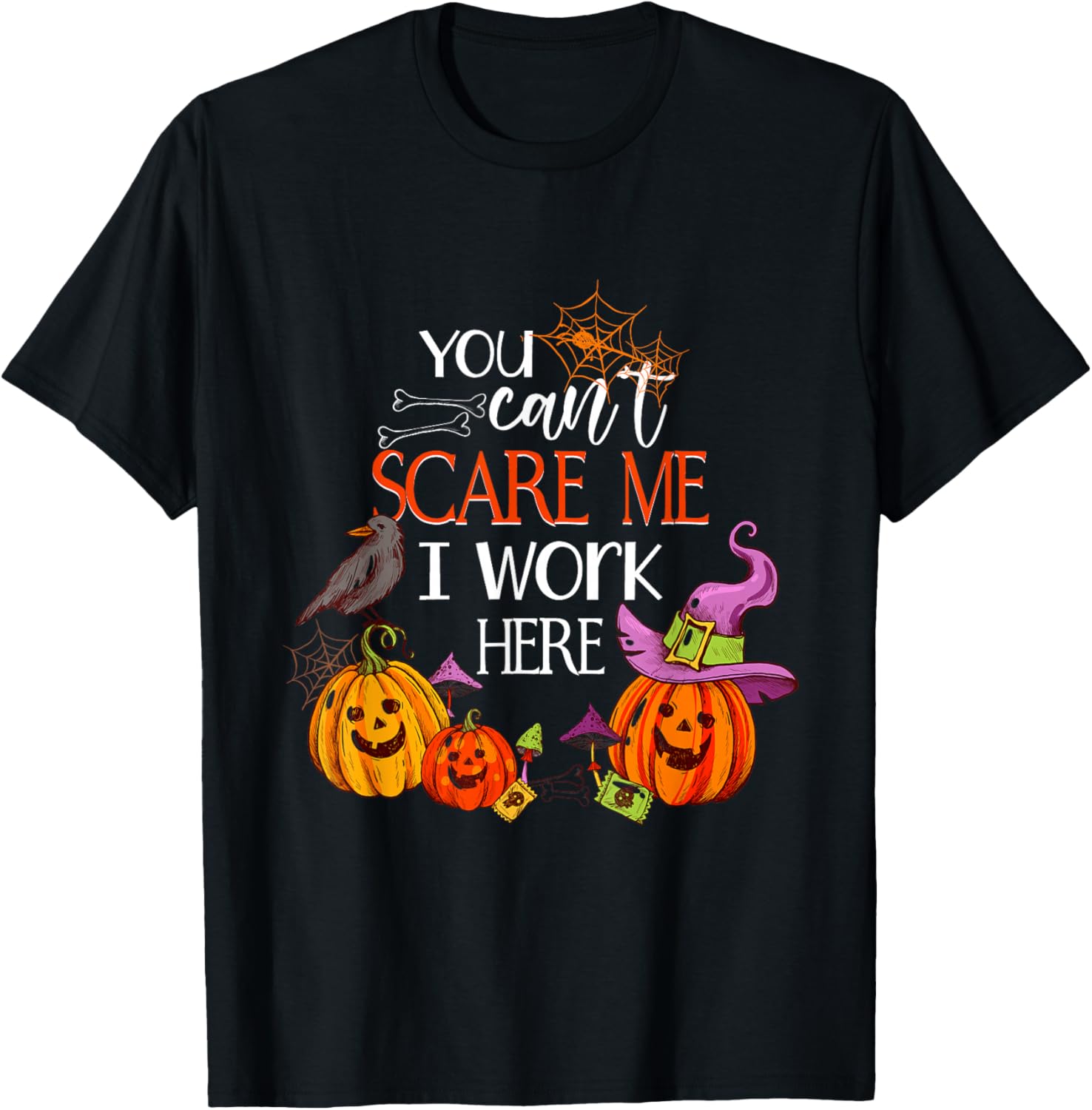 I Work Here Halloween Sweet or Sour Gift T-Shirt - T-Shirt | Black