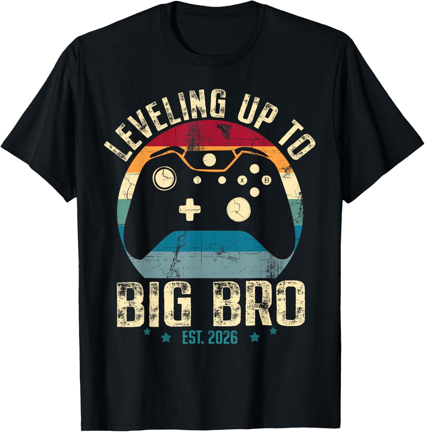 Leveling up to Big Brother 2026 Funny Gamer Boys Kids Men T-Shirt - T-Shirt | Black