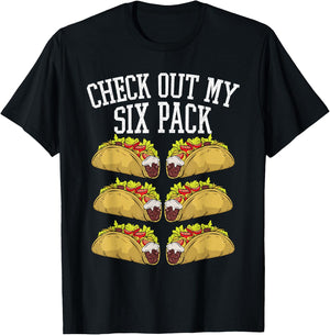 Fitness 6 Pack Tacos Funny Mexican Gym Top for Taco Lover T-Shirt - T-Shirt | Black