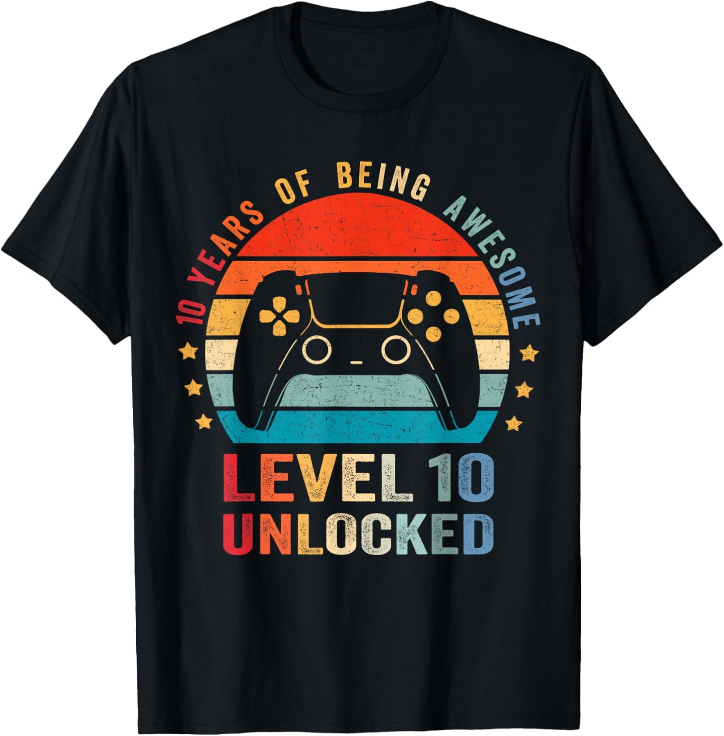 Level 10 Unlocked Shirt Funny Video Gamer 10th Birthday Gift T-Shirt - T-Shirt | Black