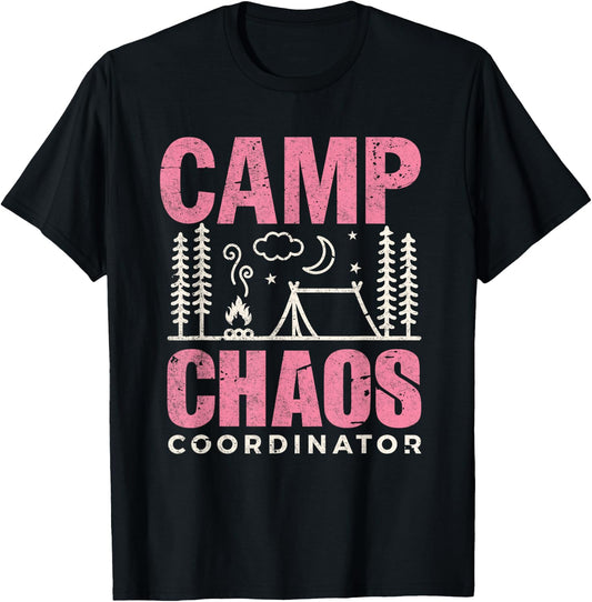 Funny Camp Shirt Camping Chaos Coordinator Hiking Adventure T-Shirt - T-Shirt | Black