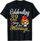Husband & Wife Celebrating 32 Years Of Love Marriage Wedding T-Shirt - T-Shirt | Black