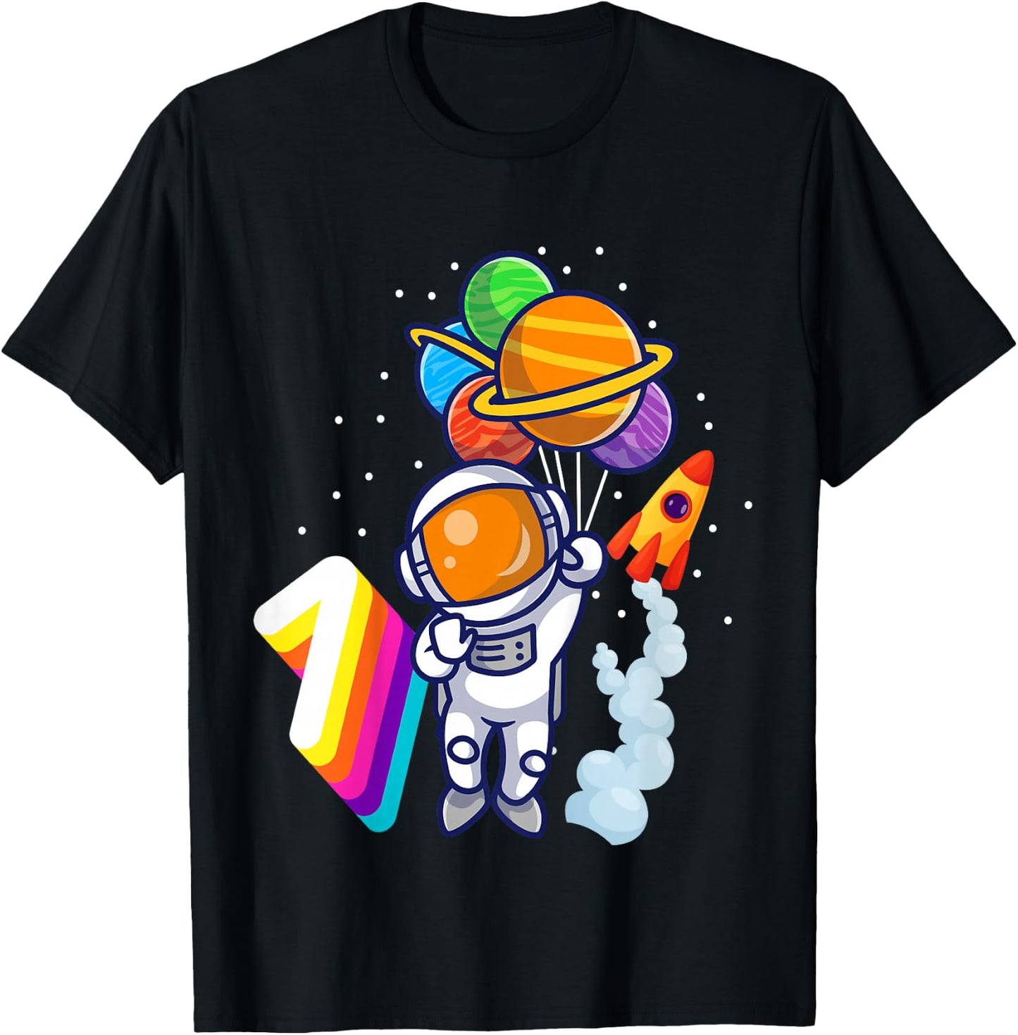 1st Birthday Boy Astronaut 1 Year Space Travel Space T-Shirt - T-Shirt | Black