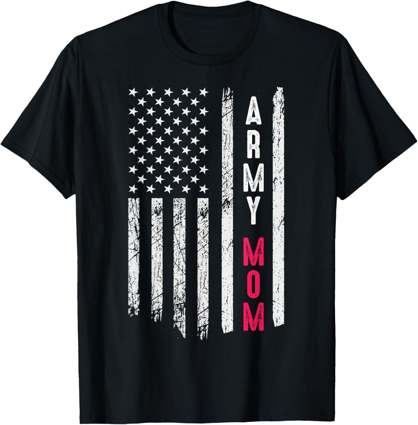 Army Mom US Vintage Flag Military Pride Women Mothers Day T-Shirt - T-Shirt | Black