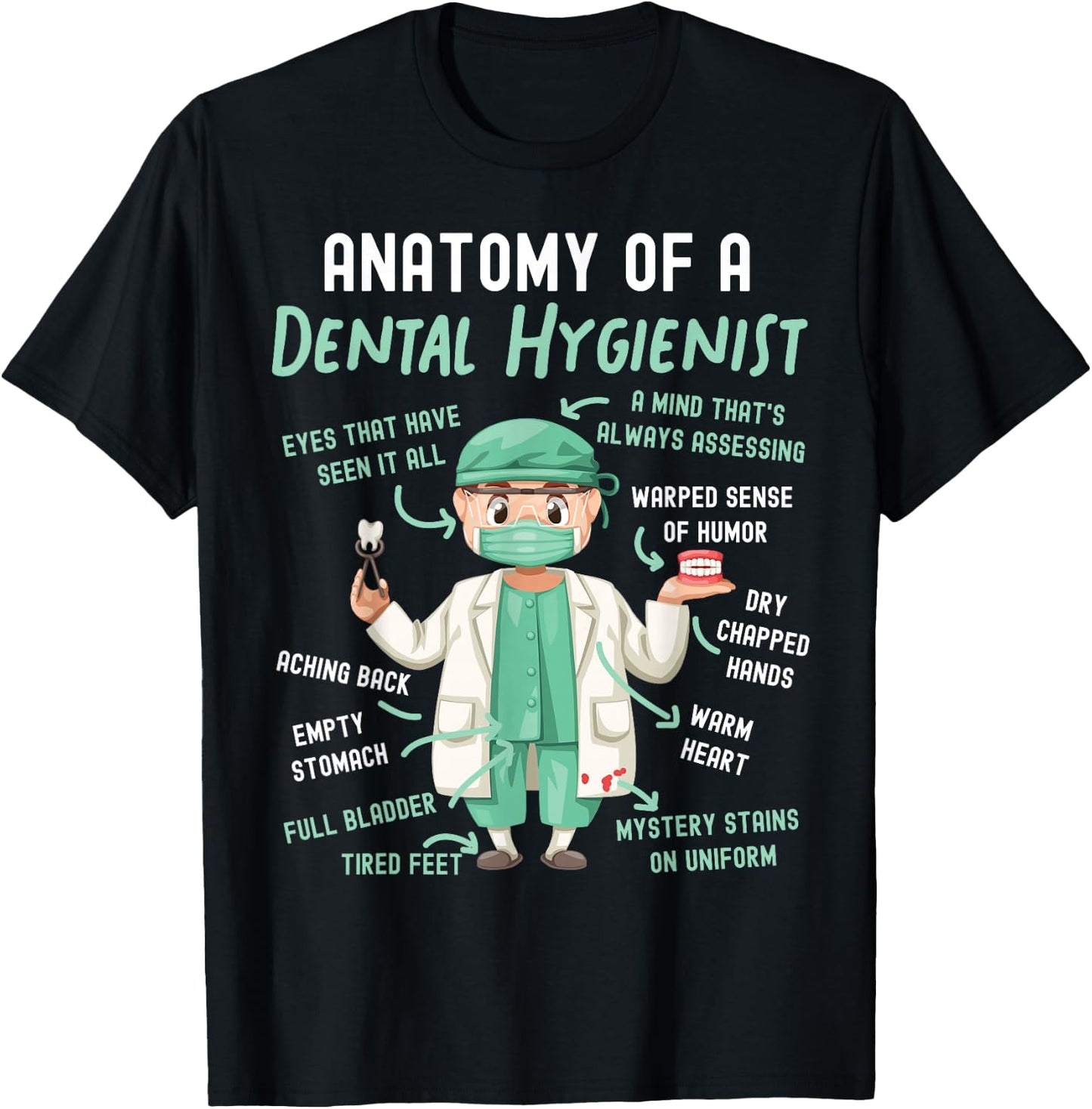 Dental Hygienist Anatomy T-Shirt - T-Shirt | Black