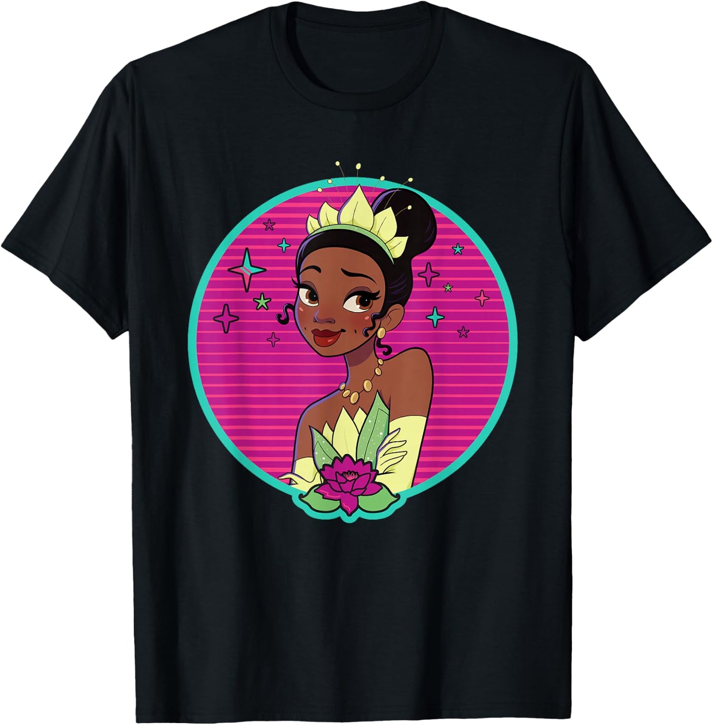 Disney Princess Tiana 80s Glamour Portrait T-Shirt - T-Shirt | Black